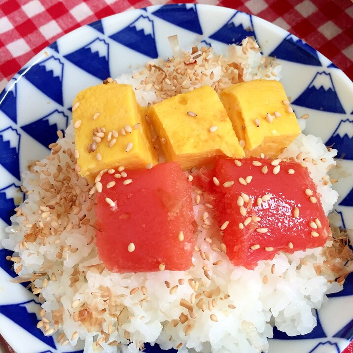 W卵！卵焼きとたらこの丼☆